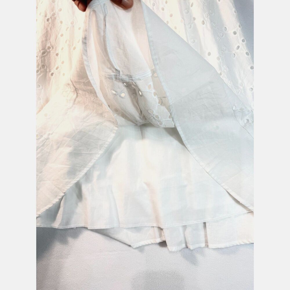 COMMENSE Women’s L White Eyelet Embroidered A-Line Maxi Skirt Lined - Picture 5 of 12